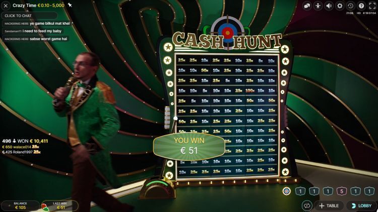 Crazy Time Cash Hunt Bonus