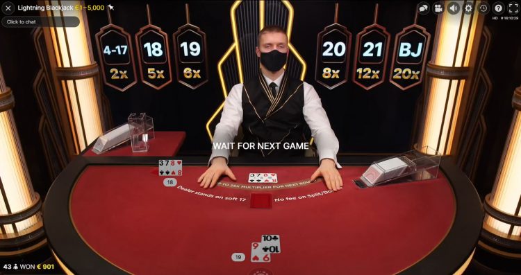 Multipliers bij Lightning Blackjack Live Evolution