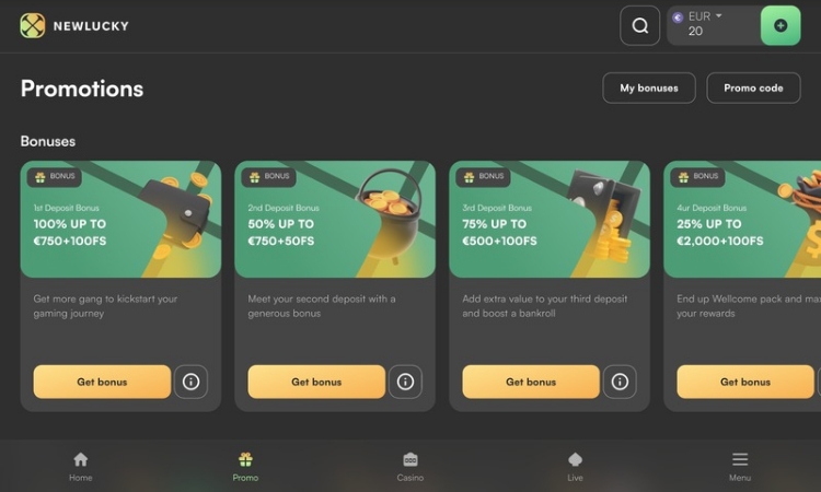 NewLucky Casino Bonussen en Promoties