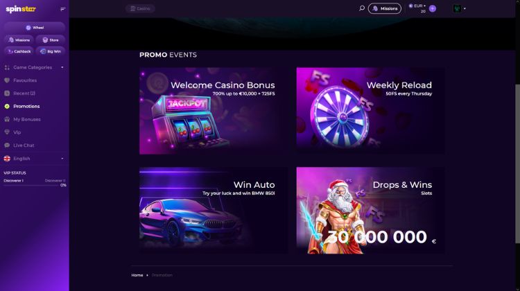 Spinstar Promoties en Bonussen
