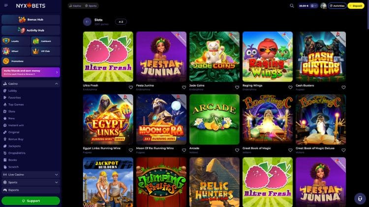 Nyxbets Casino Spelaanbod